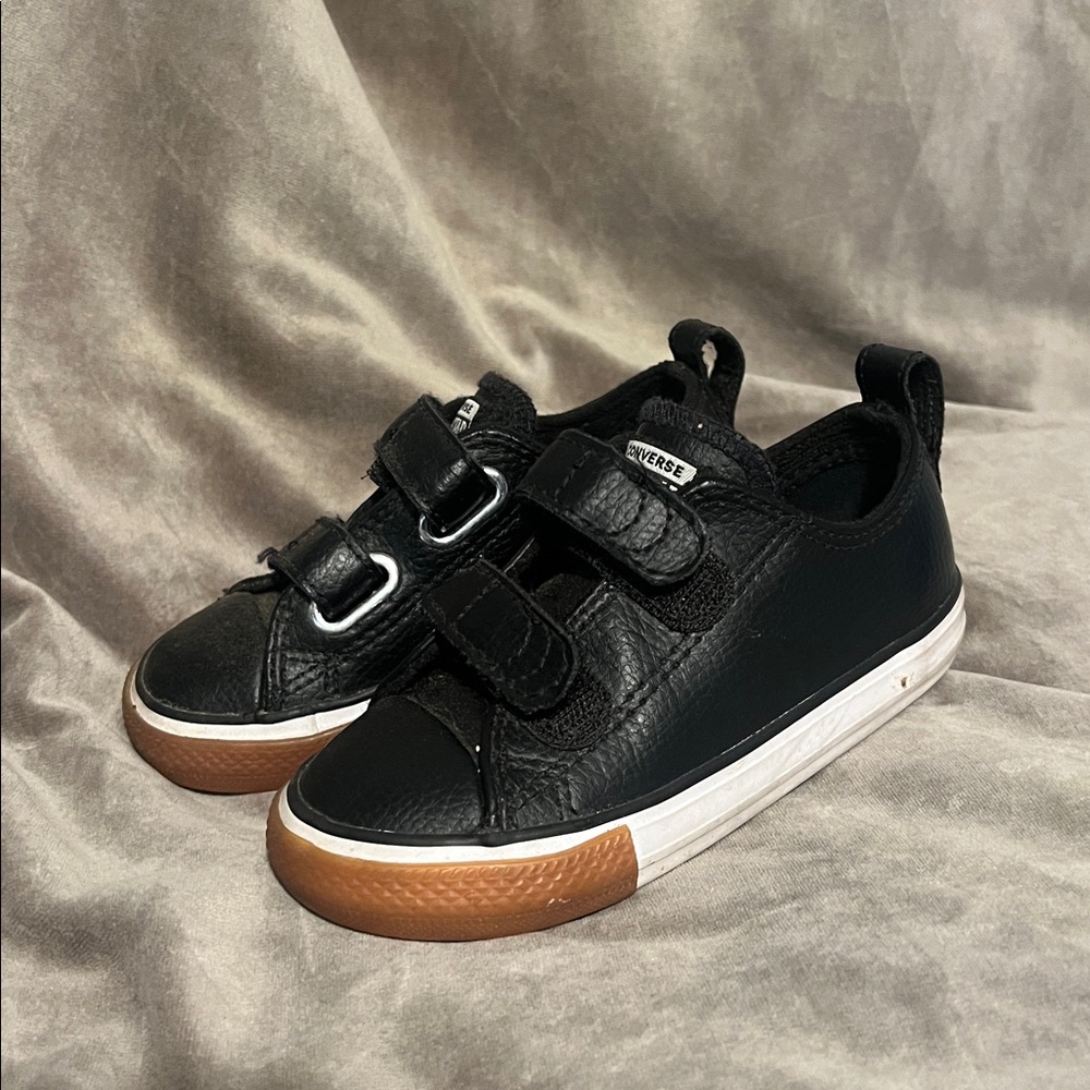 Converse Black Leather Velcro Shoes